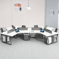 Cadre métallique Bureau de bureau en bois Bureau élégant blanc pour le personnel Bureau avec écran d'ordinateur Ensemble de bureaux et de chaises