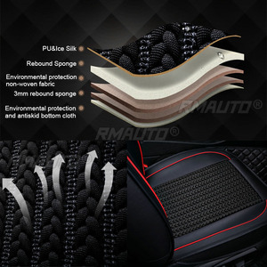 Cojín de Asiento de Coche de Cuero Sintético Ice Silk, Universal, Azul y Negro, para la Mayoría de los Coches, Funda de Asiento de Coche Suave y Fresca para el Verano - Product Image 2
