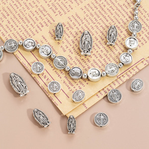 Popolari Accessori Vintage in Lega di Zinco Elettroplaccata con Perline della Vergine <span class=keywords><strong>Maria</strong></span> e <span class=keywords><strong>Gesù</strong></span>, Forati <span class=keywords><strong>per</strong></span> Creazioni Fai-da-Te - Product Image 1