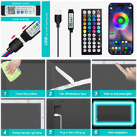 Ruban LED Intelligent RGBIC Magique de 5M (16.4FT) 5V USB, avec Télécommande 24 Touches, Contrôle par Application, Puces SMD 5050, pour Rétroéclairage TV