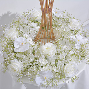 White Artificial Rose Wreath Garland Candle Holder Decor Table Centerpiece Flower for Candlesticks Wedding Table Centerpiece - Product Image 3