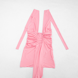 Viviblook C26DS181 Vestidos Casuales de Verano para Mujer, Nuevo Vestido Mini de Fiesta con Tirantes Cruzados en la Espalda, Escote en V Profundo, Color Sólido, Sin Mangas - Product Image 6