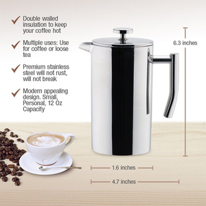 Tout-En-Un Portable Fabriqué À La Main À Double Paroi En Acier Inoxydable Presse à Café Française - Product Image 2