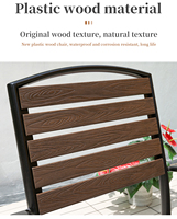 Ensemble de table de jardin WPC avec chaises en fer forgé, mobilier d'extérieur personnalisé pour jardin