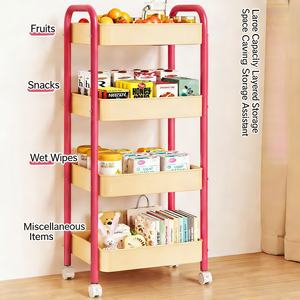 Chariot de rangement moderne à 3 niveaux en acier au carbone, robuste et multifonctionnel, chariot utilitaire mobile pour la <span class=keywords><strong>cuisine</strong></span>, les collations, le stockage des aliments, la maison - Product Image 2