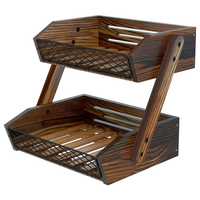 Étagère à fruits en bois à 2/3 étages pour légumes, pain et aliments frais, panier à fruits multi-niveaux pour comptoir en bois