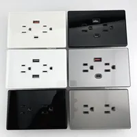 Enchufe Estándar Estadounidense/Mexicano con USB Tipo-C, Carga Rápida de 20W, Panel de Vidrio Templado Negro/Blanco/Gris, Enchufe Doble USB