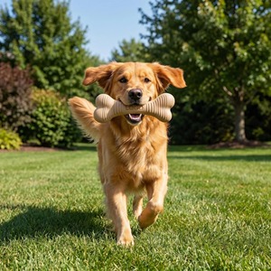 Jouet pour chien en caoutchouc naturel résistant, design personnalisé, forme d'os, grande taille, pour usage intérieur, style simple - Product Image 6