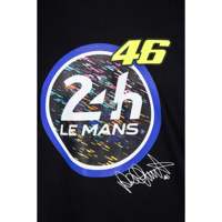 T-shirt imprimé noir à manches courtes Le Mans 24 Heures 46 pour homme, anti-rétrécissement, design vintage, style course