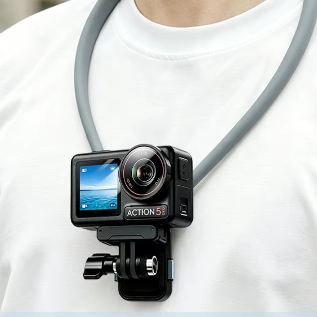 Magnetic Neck Mount Holder with Quick Release Base for GoPro DJI Action Insta360 Camera 180° Rotating POV Vlog Accessories