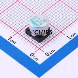 Condensateur électrolytique hybride solide-liquide en aluminium HBW470M1VTR-0606 SMD, D6.3xL5.8mm 47uF 20% 35V - Product Image 1