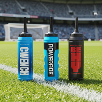 Bouteille de sport de hockey sur glace de 1000 ml avec bouchon à vis, grande capacité, paille longue, anti-fuite, écologique, sans BPA, compatible lave-vaisselle
