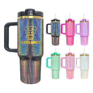 Gobelet holographique plaqué or brillant de 40 oz pour gravure laser et sublimation - Product Image 4