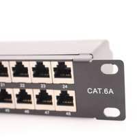 FTP berpelindung CAT6A 48 port Panel Patch jaringan terminasi vertikal untuk 22-26 kabel AWG
