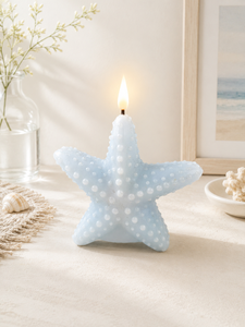 Bougie LED sans flamme en cire de soja naturelle, artisanale, parfumée, style côtière, décoration d'intérieur, avec décorations étoile de mer, coquillage et conque. - Product Image 2