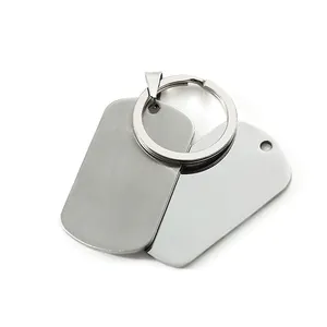 Company Keychains Custom Logo Stainless Steel Blank Dog Tag Dogtag Keychain