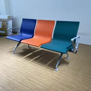 Chaise d'attente 3 places Pu <span class=keywords><strong>Airport</strong></span> avec accoudoirs en aluminium, modèle coloré pour salle d'attente de bureau, belle chaise - Product Image 3
