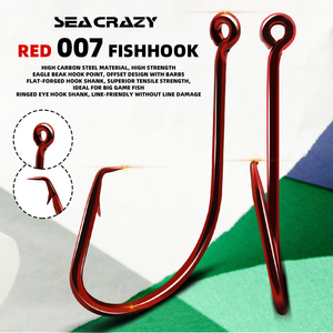 Hameçons de pêche sportive OEM 8/0 10/0 12/0 à bec décalé, couleurs rouges, en acier à haute teneur en carbone, pour la pêche au poisson-chat en eau douce et salée - Product Image 2