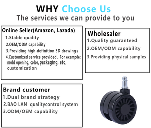 Moderne Möbelrollen 65mm Schwenkbar PU+PA+Stahl Räder mit Bremse Höhenverstellbar 35-40kg Tragfähigkeit Bürostuhl - Product Image 6