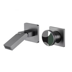<span class=keywords><strong>Robinet</strong></span> de lavabo encastré tout en cuivre, mural, gris, eau chaude et froide, encastré dans le mur - Product Image 1