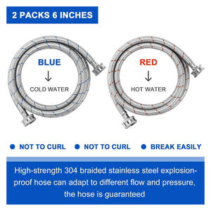 Tuyaux de <span class=keywords><strong>machine</strong></span> à <span class=keywords><strong>laver</strong></span> en acier inoxydable-Tuyaux d'alimentation universels chauds et froids Lignes d'alimentation d'entrée de connexion d'<span class=keywords><strong>eau</strong></span> rayées - Product Image 2