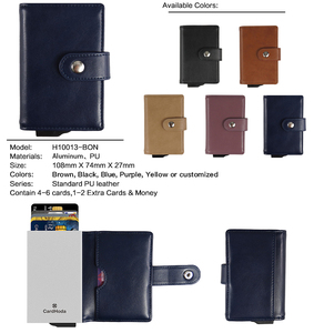 CardHoda PU Leather Short Card Holder <b>RFID</b> <b>Blocking</b> Snap Closure Minimalist Unisex <b>Wallet</b> Dark Blue - Product Image 3