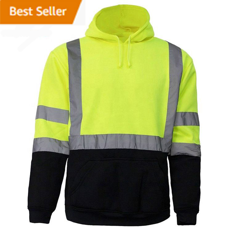 Оптовая продажа, строительная Рабочая Толстовка с длинным рукавом, огнестойкая рабочая одежда, толстовка с капюшоном со светоотражающей лентой