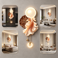 Horloge pendulaire 3D en forme de poisson rouge, avec lumières LED - une horloge silencieuse moderne à motif de poisson rouge et de lotus, adaptée au salon