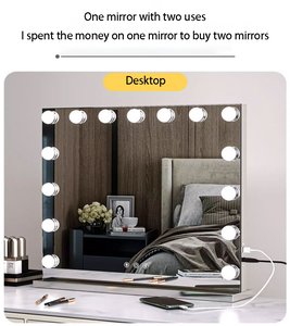 Máy tính để bàn lớn Vanity trang điểm gương phòng ngủ thắp sáng holly gỗ gương với <span class=keywords><strong>Dimmable</strong></span> bóng đèn cho khách sạn cửa hàng đám cưới - Product Image 5