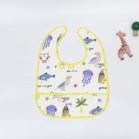 Bavoir imperméable pour bébé, grande poche, matériau PU, anti-salissure, pour nourrissons, tout-petits, garçons et filles