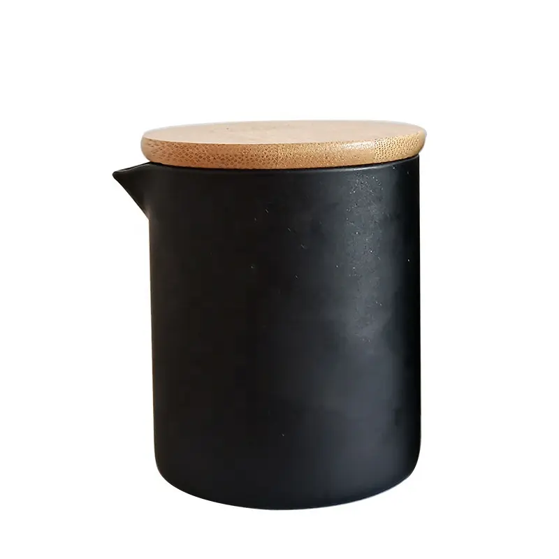 Zwarte Heldere Borosilicaat Arc Jar Kaars Cups Spray Color Glazen Pot Met Tuit Aromatherapie Massage Met Bamboe Deksel