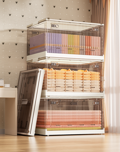 Caja contenedora para el hogar, juguetes para ropa, carrito de baño, organizador, contenedores de almacenamiento transparentes con ruedas, caja plegable de plástico - Product Image 5