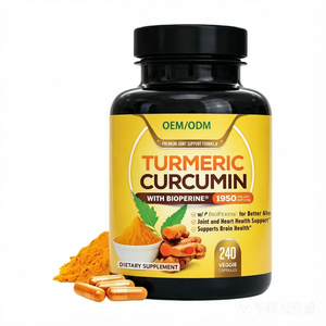 Cápsulas de Cúrcuma Orgánica Natural con Pimienta Negra y Jengibre, Marca Privada Coreal OEM, Suplemento para Adultos, Energía y Apoyo Inmunológico - Product Image 1