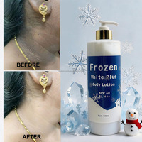 Lotion Corporelle Éclaircissante Frozen White Plus SPF60 PA+++ AHA Alpha Arbutin Collagène Exfolie, Réduit les Taches Brunes et les Rides, Illumine la Peau