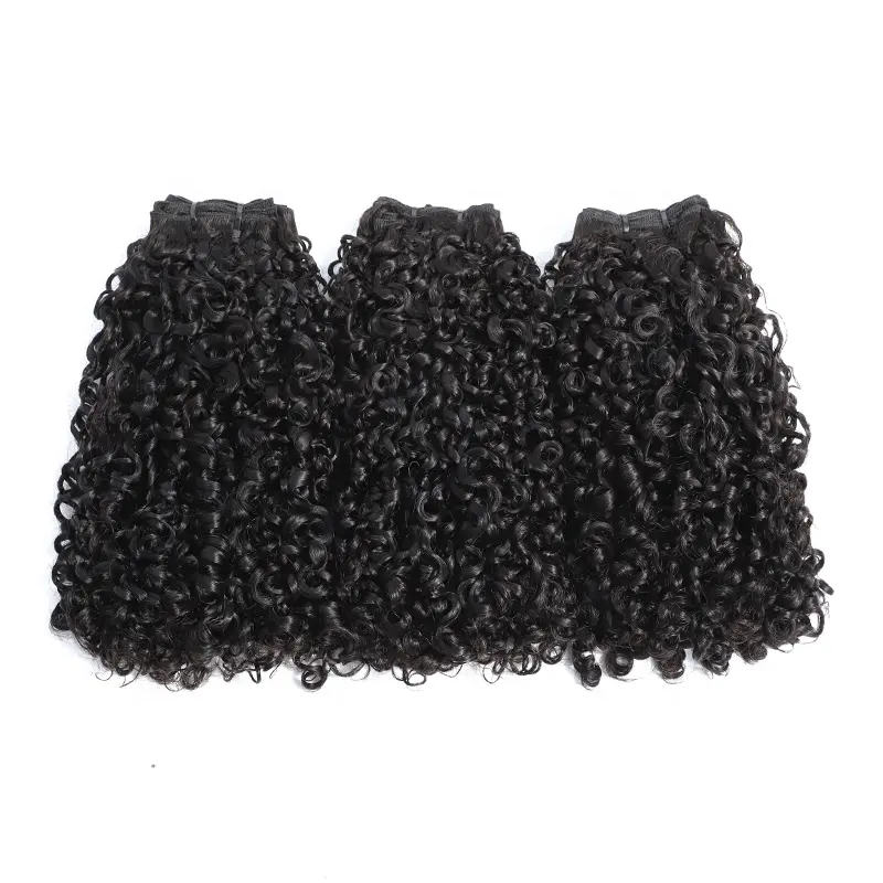 Wholesale silky healthy double drawn pixie curls virgin vietnamese 100% human hair Extension with closure