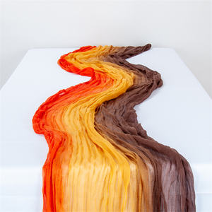 Camino de mesa impreso rústico de gasa arrugada con tinte <span class=keywords><strong>azul</strong></span> degradado de 120 pulgadas Vintage para bodas y despedidas de soltera - Product Image 2