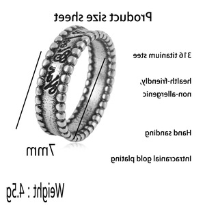 yunnique Men's <b>Titanium</b> Steel Letter <b>Ring</b> Stainless Steel Round Bead Design Retro Style Gift Jewelry FY280241 - Product Image 3