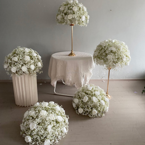 Boule de fleurs artificielles en rose blanche de couleur verte moderne, décoration de mariage, centre de table de fleurs colorées, boules de fleurs décoratives - Product Image 3