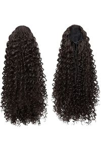 100%人毛バージンポニーテールヘアエクステンション、ダブルドローン、ナチュラルクリップイン、巻き付け式ドローストリングポニーテールヘア - Product Image 3