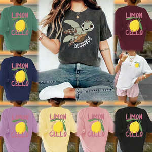 Ladies Casual Summer Outdoor Sports Top Gold Lip Print Flannel Denim T-Shirt Short Sleeves Batik for Holidays Saisonnier Holidays - Product Image 3