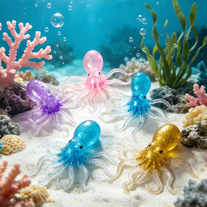 Hot Selling Glitter TPR Maltose Mini Octopus Pressure Release Pinch Promotional <b>Gift</b> Decompression Toys for Kids Boys and Girls - Product Image 2