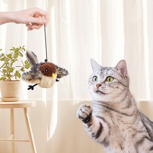 Mèo Squeaky catnip đồ chơi vỗ cánh mô phỏng Chim Tương tác Flappy chim đuổi theo mèo đồ chơi cảm ứng kích hoạt con chó sang trọng chơi đồ chơi - Product Image 5