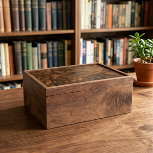 B.S. Urna Rectangular de Acero Inoxidable para Guardar Cenizas, Estilo Americano, Acabado en Madera Natural, Hecha a Mano, Ecológica, para Uso Internacional - Product Image 1