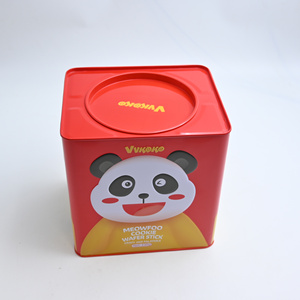 Custom Large Square Food Grade Tin Box With Twist Inner Lid, Cartoon Panda Printed Metal Tin For Cookie Wafer <b>Stick</b> Packing - Product Image 6