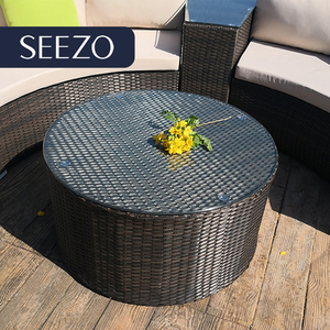 Divano Curvo da Esterno in <span class=keywords><strong>Rattan</strong></span> PE, Set Divano Sezionale in <span class=keywords><strong>Vimini</strong></span>/<span class=keywords><strong>Rattan</strong></span> per 4 Persone con Cuscini - Product Image 5