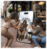 Panneau de trottoir personnalisé pour annonces commerciales, en acrylique miroir résistant aux intempéries, avec logo, pour magasin, type sandwich board