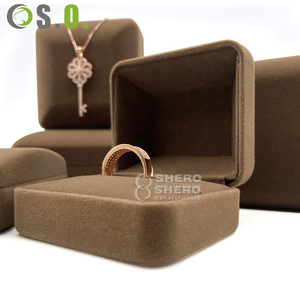 Brown Velvet Jewelry Box Set With Rounded Corners for <b>Rings</b> Earrings Necklaces Bracelets Gift Packaging Case With Custom Color - Product Image 6