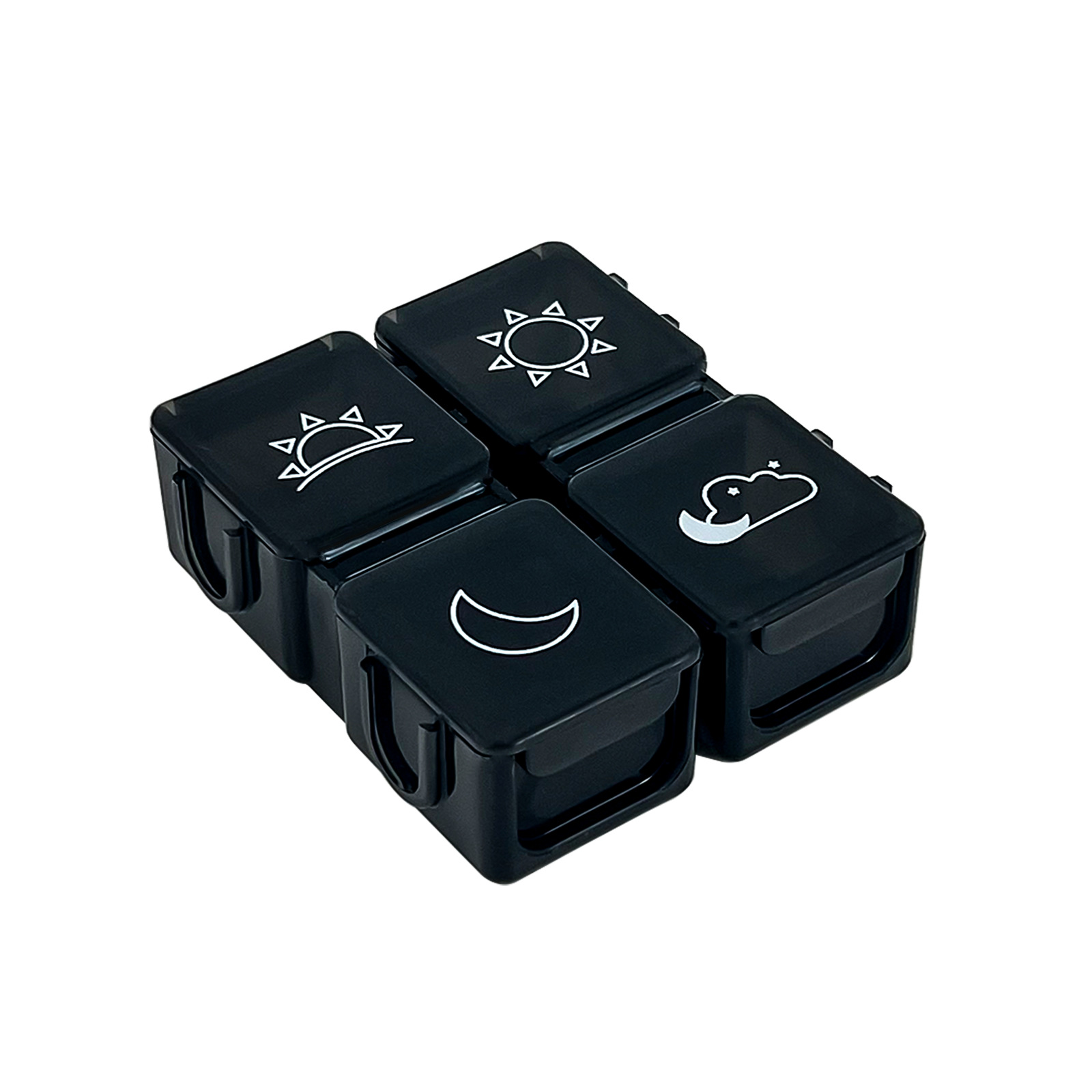Black transparent 4 compartment plastic