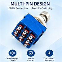 3PDT 9Pin Pedal Efek Gitar Footswitch Latching Stomp Switch Solder Lug Foot Switch untuk DIY Efek Pedal