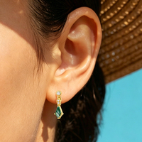 Boucles d'oreilles Peishang Jewelry en argent sterling 925 plaqué or 14 carats, forme cerf-volant, zircon blanc, agate mousse